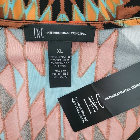 INC International Concepts Aztec Print V-Neck Romper Size XL 3/4 Sleeve Pockets - Picture 3 of 8